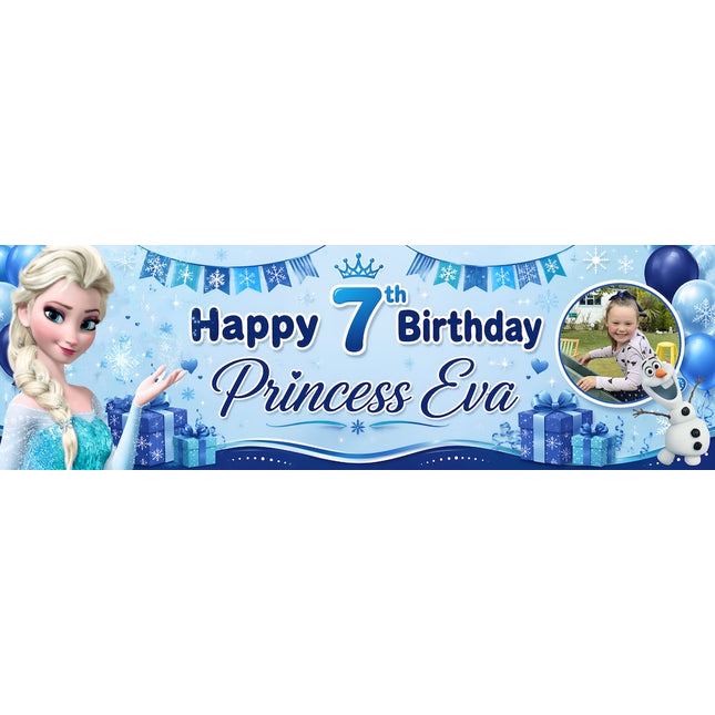 Frozen Birthday Party Personalised Photo Banner