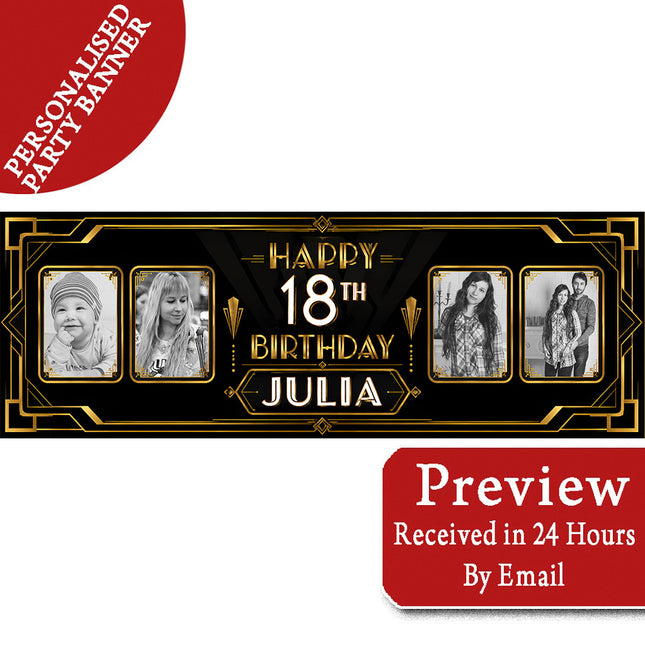 60s Disco 18 Birthday Personalised Photo Banner