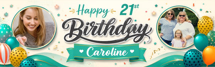 Swirl 21st Birthday Personalised Photo Banner