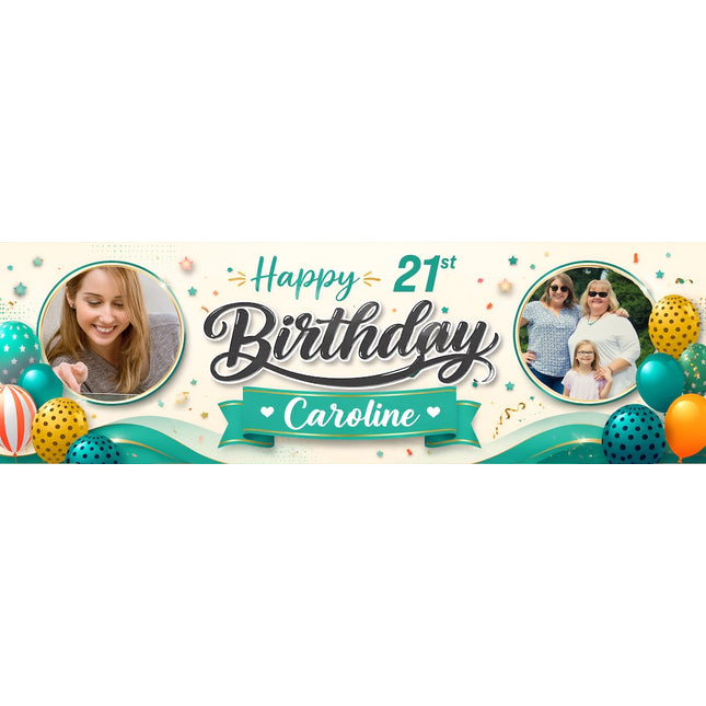 Swirl 21st Birthday Personalised Photo Banner