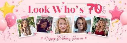 Lordy Lordy Look Whos 70 Personalised Photo Banner