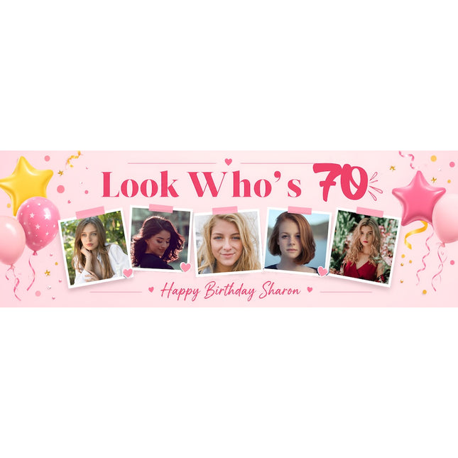 Lordy Lordy Look Whos 70 Personalised Photo Banner