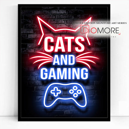 Cats And Gaming Neon Gamer Life FusionVista Exclusive Art Series