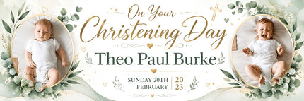 On Your Christening Day Personalised Photo Banner