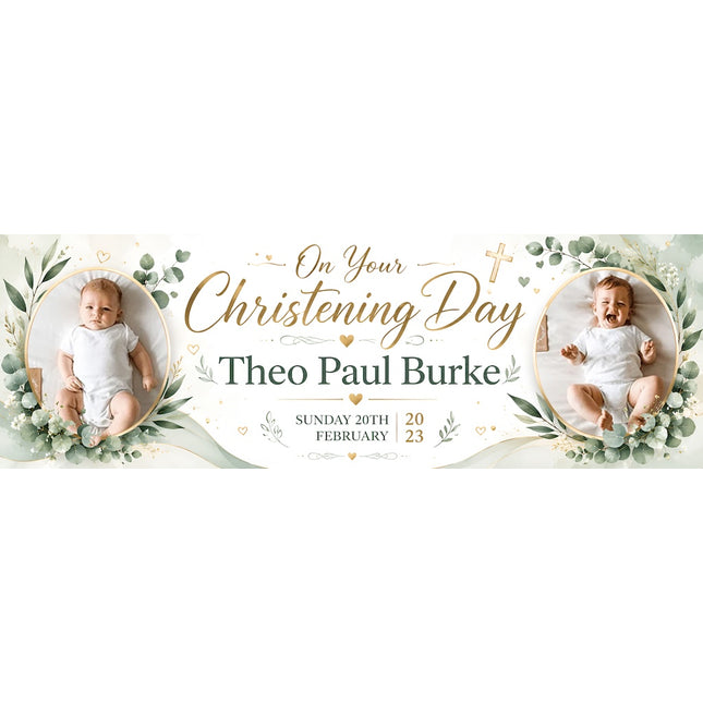 On Your Christening Day Personalised Photo Banner