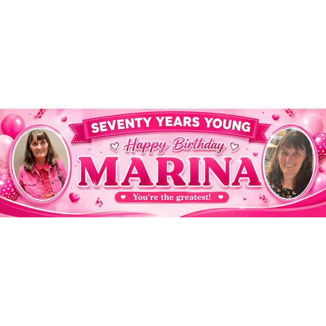 Years Young 70th Birthday Personalised Photo Banner