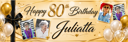 All Wrapped Up 80th Birthday Personalised Photo Banner