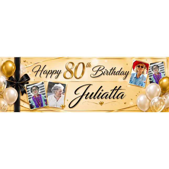 All Wrapped Up 80th Birthday Personalised Photo Banner