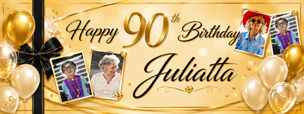 All Wrapped Up 90th Birthday Personalised Photo Banner