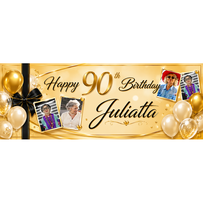 All Wrapped Up 90th Birthday Personalised Photo Banner