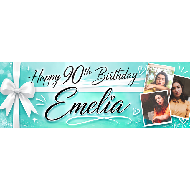 All Wrapped Up 90th Birthday Personalised Photo Banner