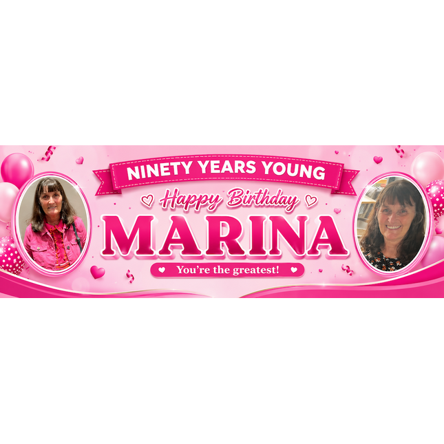 Years Young 90th Birthday Personalised Photo Banner