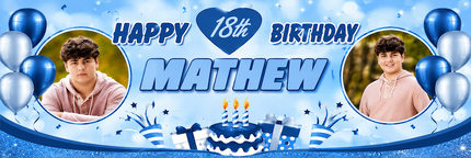 18th Birthday Pink Party Birthday Personalised Photo Banner