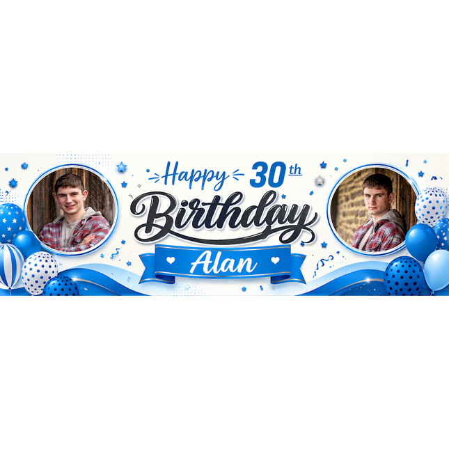 Swirl 30th Birthday Personalised Photo Banner