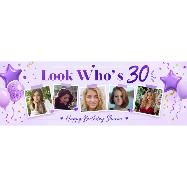 Lordy Lordy Look Whos 30 Personalised Photo Banner