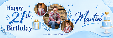 Cake & Presents 21st Birthday Party Personalised Photo Banner