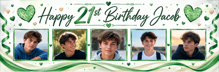 My 21 Years In Pictures Love Hearts Photo Personalised Party Banner