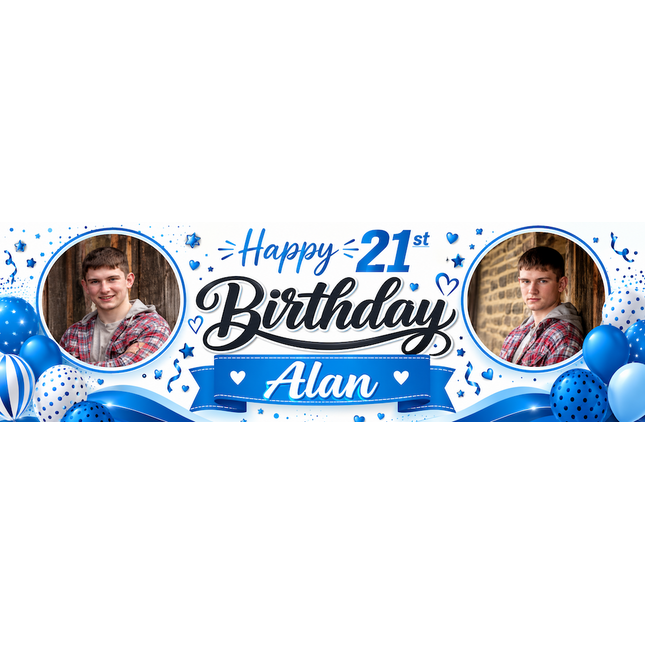 Swirl 21st Birthday Personalised Photo Banner