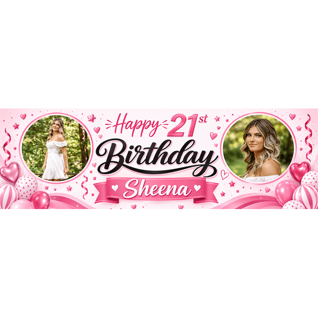 Swirl 21st Birthday Personalised Photo Banner