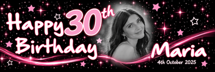Just Blue 30th Birthday Party Personalised Photo Banner