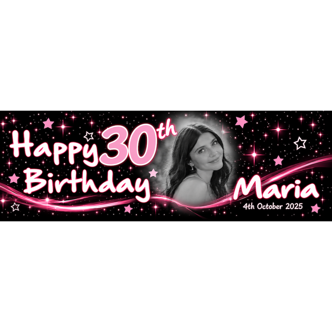 Just Blue 30th Birthday Party Personalised Photo Banner