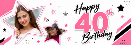 Happy 40th Party Personalised Photo Banner