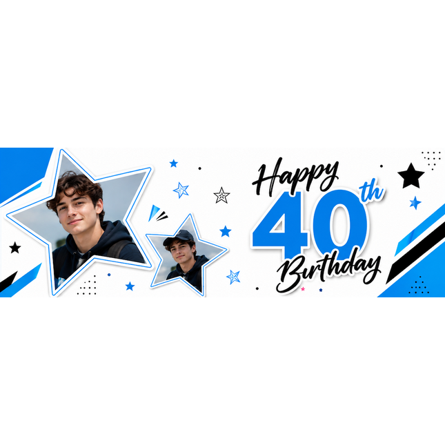 Happy 40th Party Personalised Photo Banner