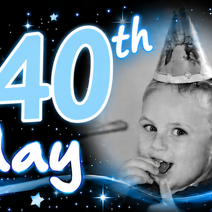 Just Blue 40th Birthday Party Personalised Photo Banner