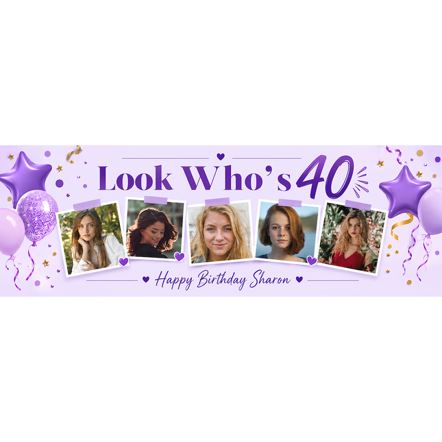 Lordy Lordy Look Whos Personalised Photo Banner
