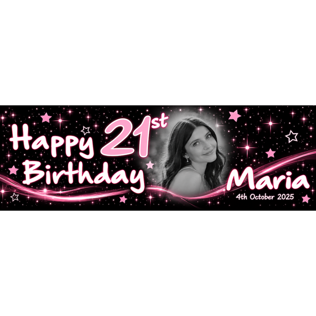 JUST BLACK  21st Birthday Party Personalised Photo Banner