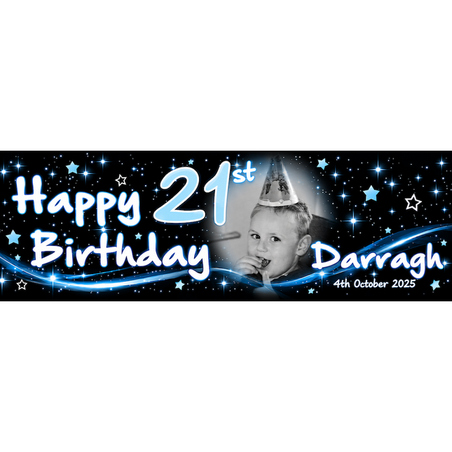 JUST BLACK  21st Birthday Party Personalised Photo Banner