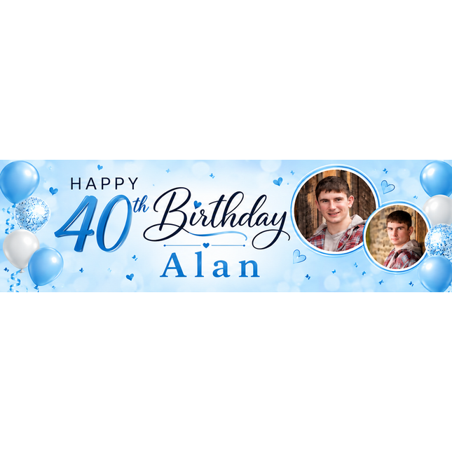 It A Balloon 40th Personalised Photo Collage Banner
