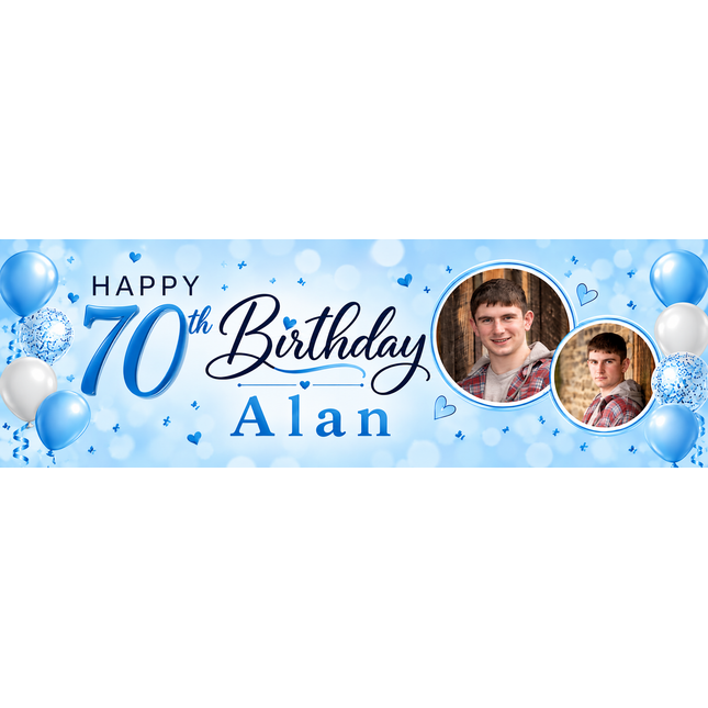 It A Balloon 70th Birthday Personalised Photo Collage Banner