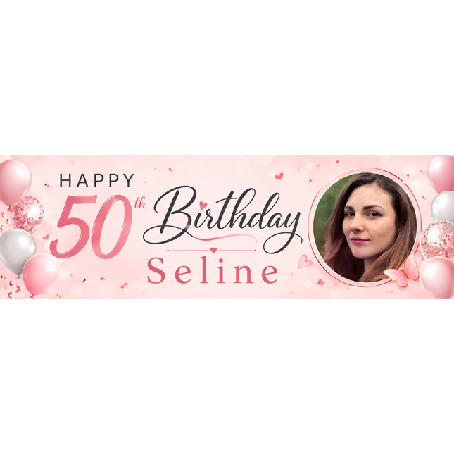 It A Balloon 50th Personalised Photo Collage Banner