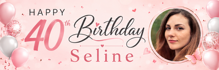 It A Balloon 40th Personalised Photo Collage Banner