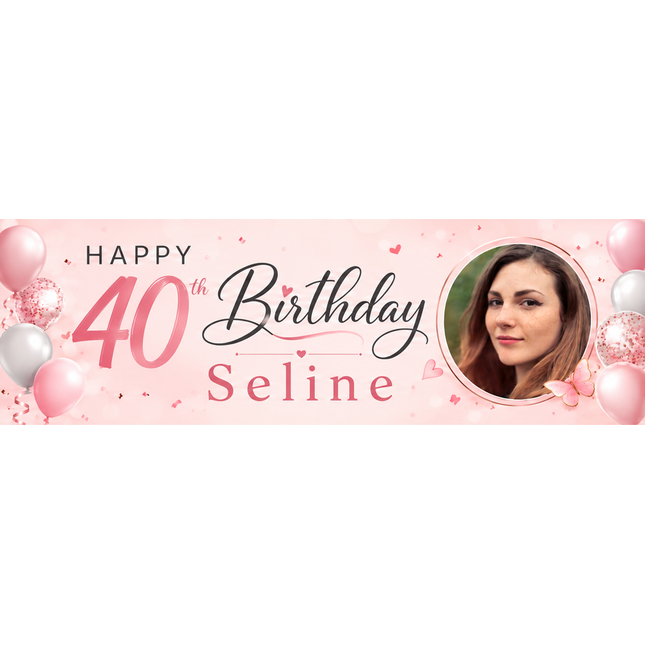 It A Balloon 40th Personalised Photo Collage Banner