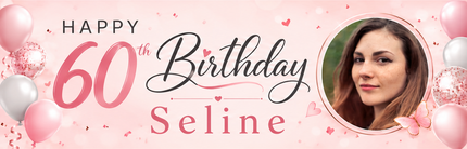 It A Balloon 60th Birthday Personalised Photo Collage Banner