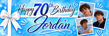 All Wrapped Up 70th Birthday Personalised Photo Banner