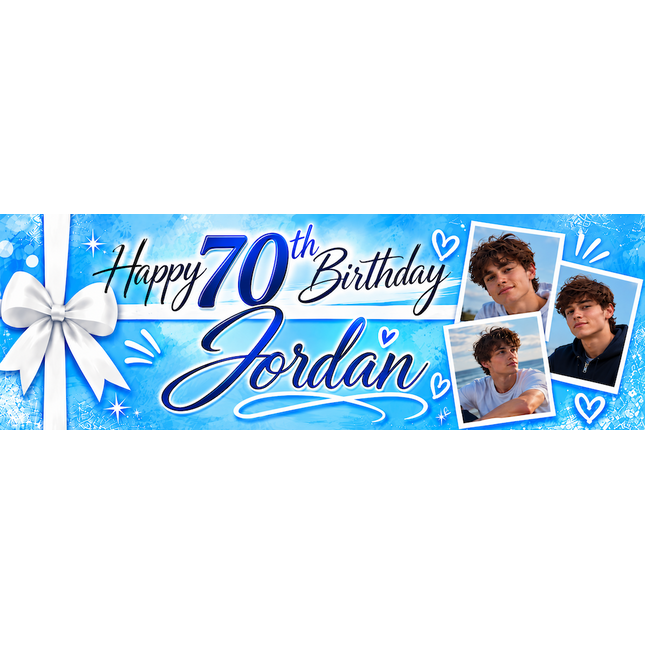 All Wrapped Up 70th Birthday Personalised Photo Banner