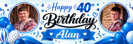 Swirl Birthday Personalised Photo Banner
