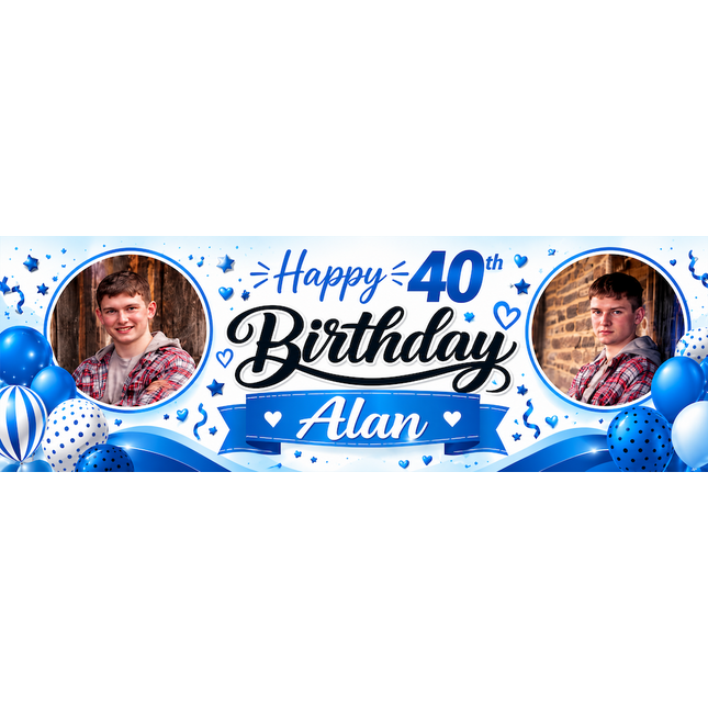 Swirl Birthday Personalised Photo Banner