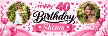 Swirl Birthday Personalised Photo Banner