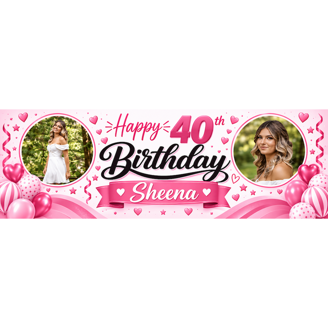 Swirl Birthday Personalised Photo Banner