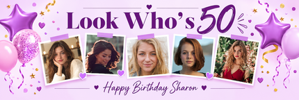 Lordy Lordy Look Whos 50 Personalised Photo Banner