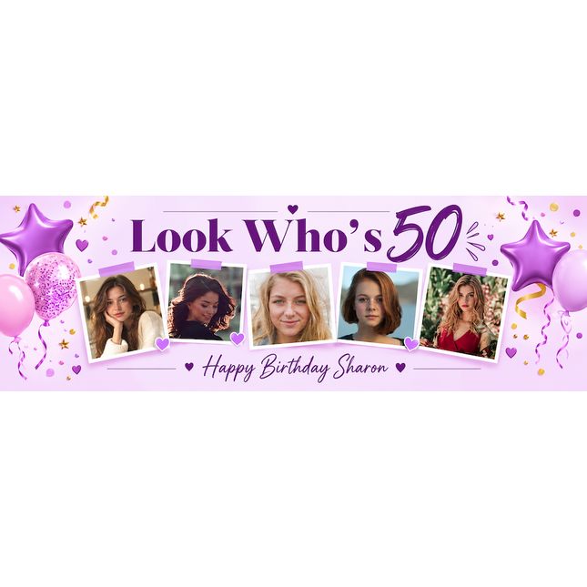 Lordy Lordy Look Whos 50 Personalised Photo Banner