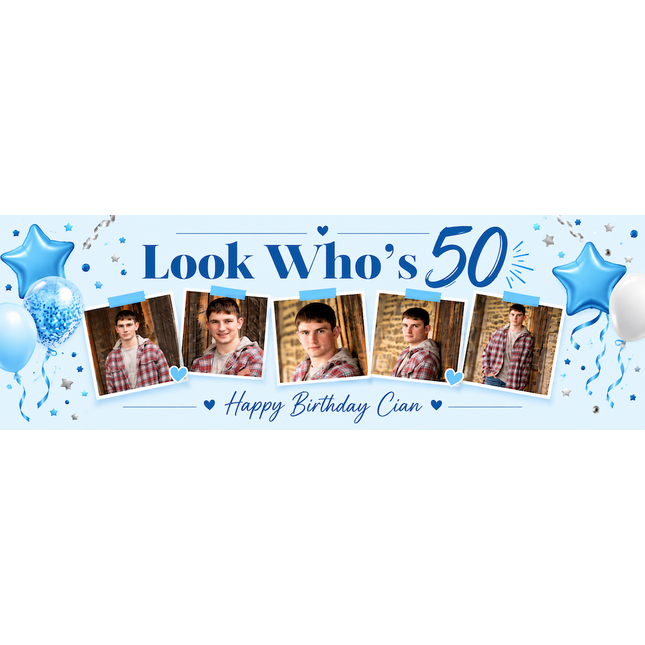 Lordy Lordy Look Whos 50 Personalised Photo Banner