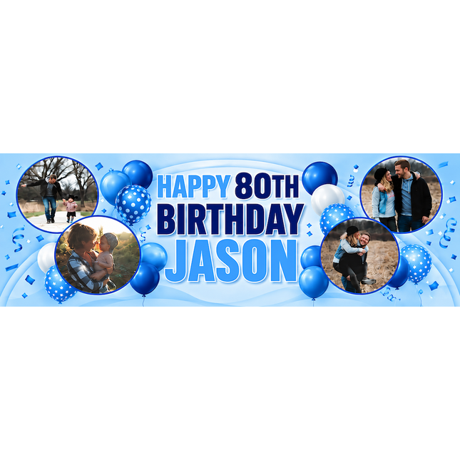 80th Birthday Circle It Up Personalised Photo Banner