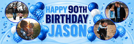 90th Birthday Circle It Up Personalised Photo Banner
