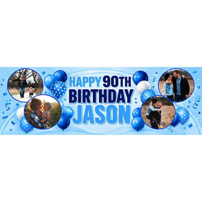 90th Birthday Circle It Up Personalised Photo Banner