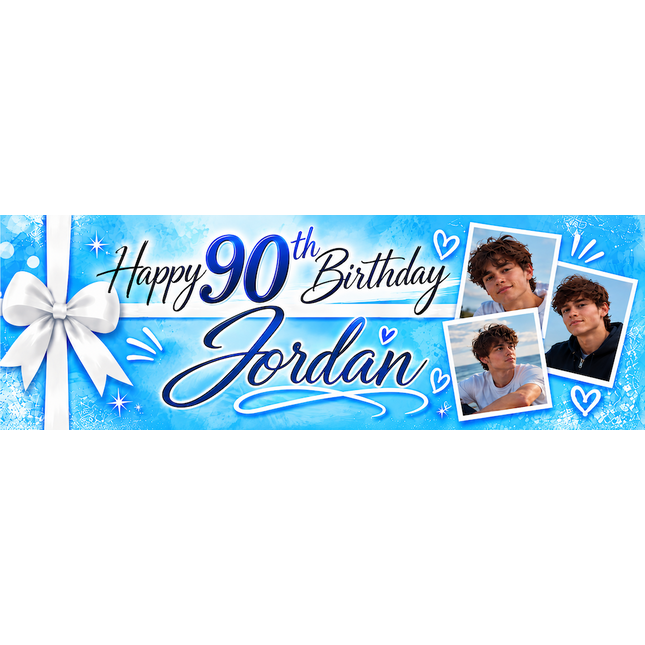 All Wrapped Up 90th Birthday Personalised Photo Banner